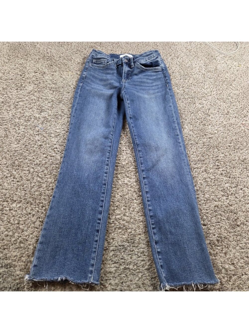 Vervet Jeans Womens 25 Slim Straight Mid Rise Crop Raw Hem Dark Wash